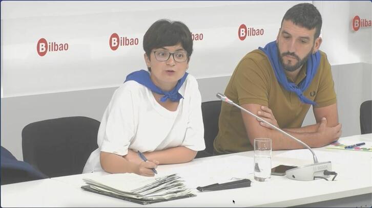 Comparecencia de los representantes de EH Bildu en el Ayuntamiento de Bilbo.