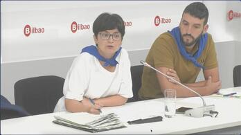 Comparecencia de los representantes de EH Bildu en el Ayuntamiento de Bilbo.