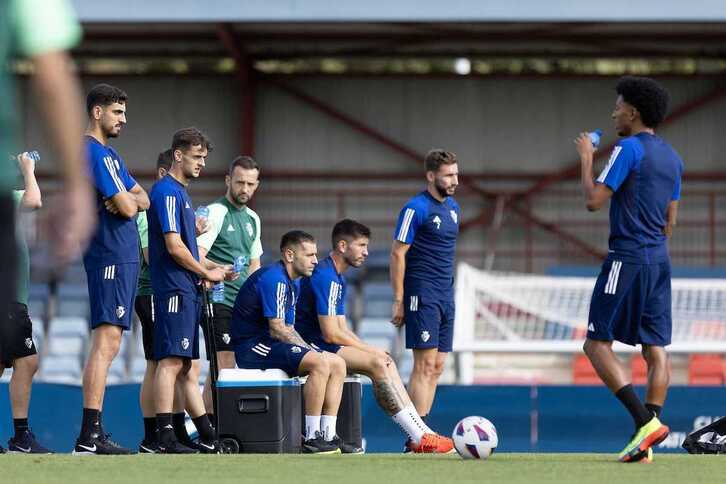 Osasunako jokalariak Taxoaren, larunbateko lan saioan.