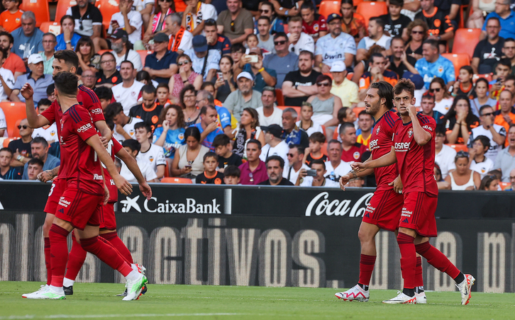 Aimar Oroz celebra el gol del 0-1. 