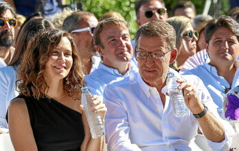 Alberto Núñez Feijóo y la presidenta de Madrid, Isabel Díaz Ayuso, en un acto del PP celebrado el pasado jueves.