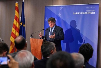 Intervención de Carles Puigdemont en las jornadas organizadas por Junts en Bruselas. 
