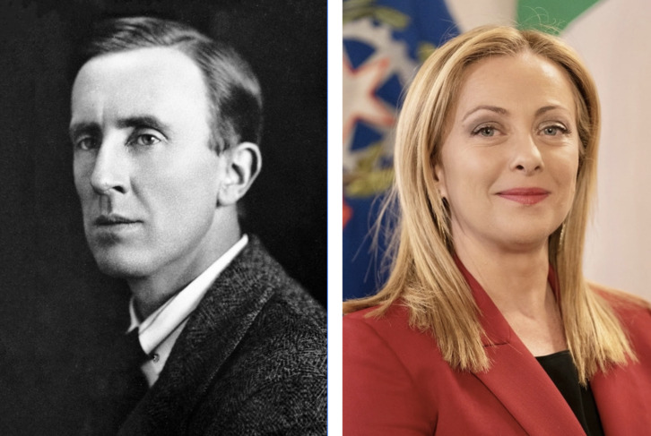 Tolkien y Meloni, en dos imágenes separadas un siglo.
