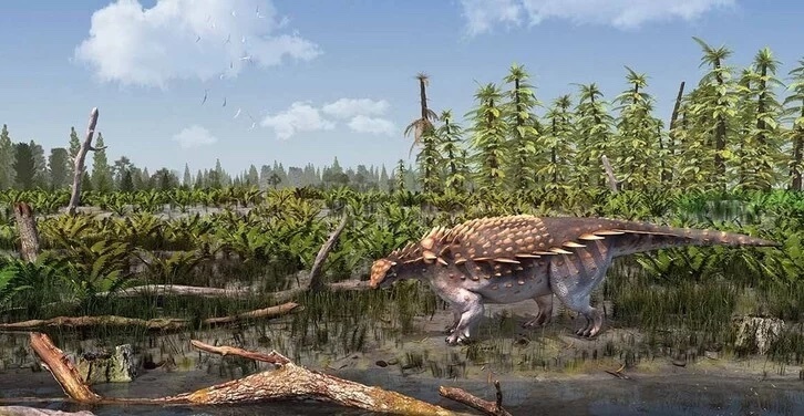 ‘Vectipelta barretti’ espezieko ankilosauroaren irudikapena.