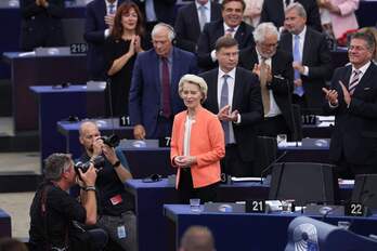 La presidenta de la Comisión Europea, Ursula von der Leyen, tras su discurso sobre el Estado de la Unión.