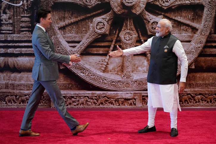 Los primeros ministros de Canadá e India, Justin Trudeau y Narendra Modi, en una reunión reciente. 
