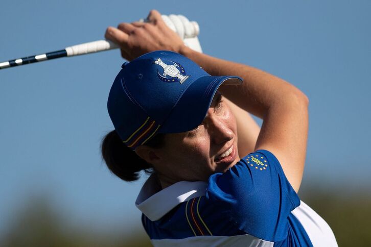 Carlota Ciganda, durante la jornada de este sábado en la Solheim Cup.