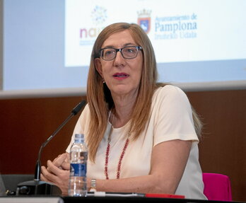 Marina Sáenz, durante la conferencia de ayer en el Baluarte.