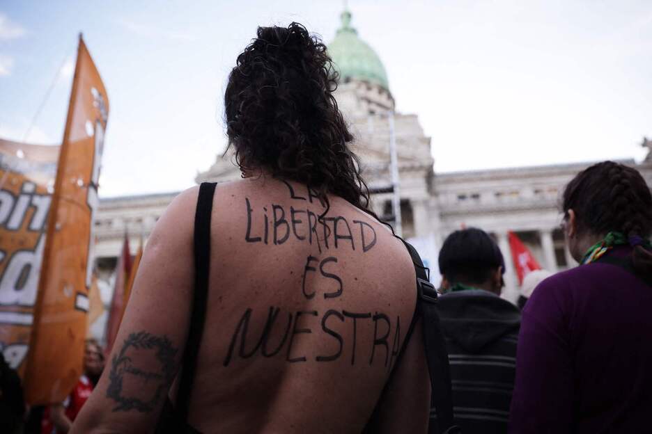 Movilización por el derecho al aborto en Buenos Aires.