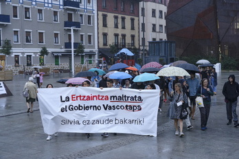 Manifestación en solidaridad con Silvia, este martes en Erromo.