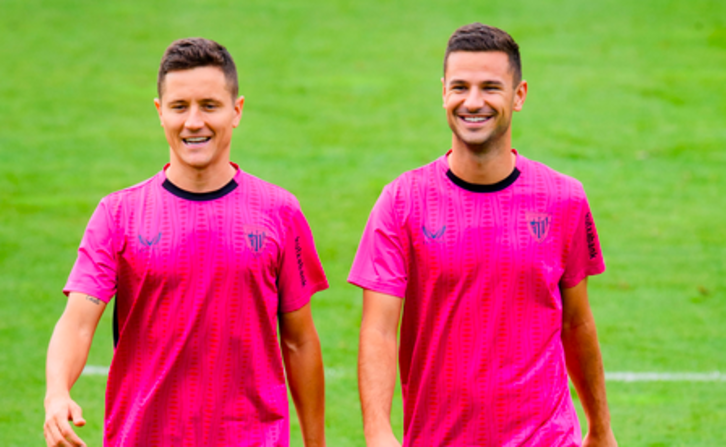 Herrera eta Guruzeta Lezaman egindako entrenamenduan.