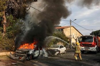 Restos de la incursión de Hamas en Ashkelon