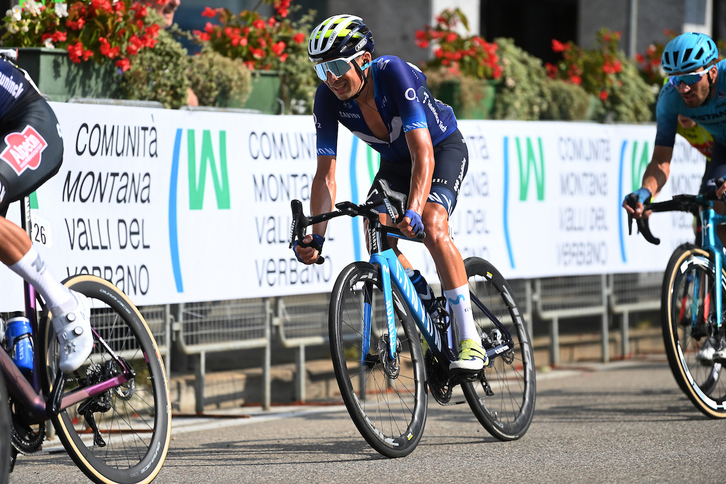 Óscar Rodríguez, en una de sus últimas carreras con Movistar en Tre Valli Varesine.
