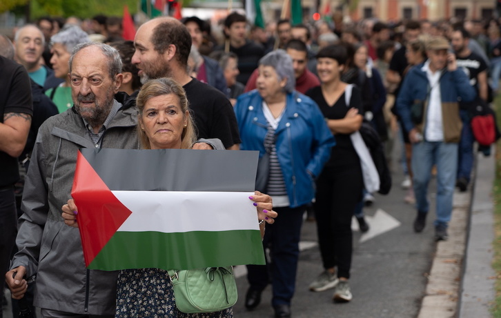Iruñean Palestinaren alde egindako mobilizazioa.
