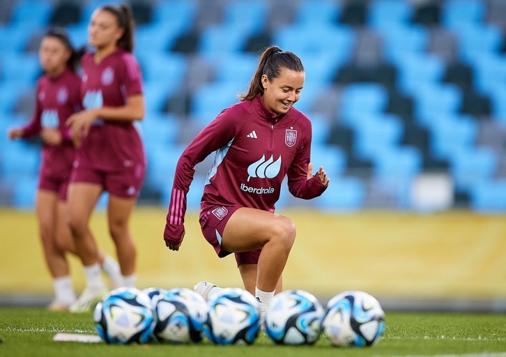 Amaiur Sarriegi durante una sesión de entrenamiento con la selección española.