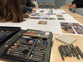 Un exemple de fresque réalisée par des enfants lors des ateliers organisés toute l’année.