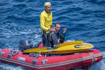 Jon Salsamendi, iaz, Lekeitioko estropadan. 