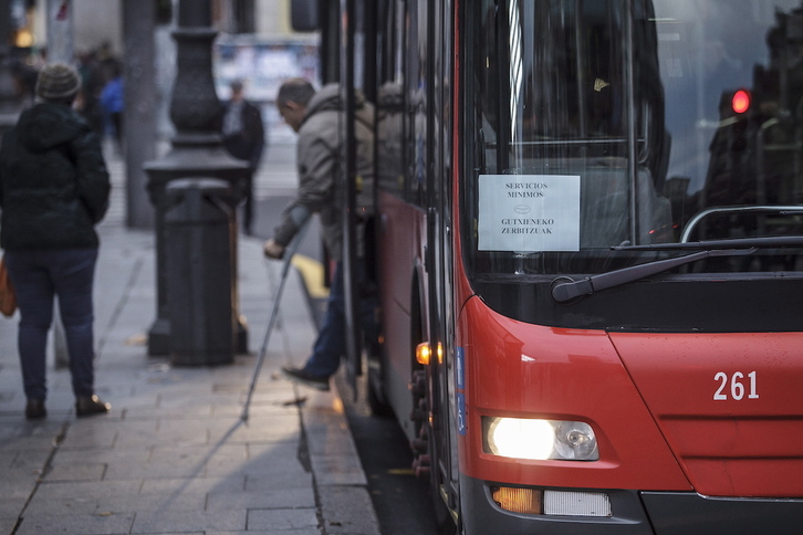 Imagen de archivo de una huelga anterior de Bilbobus.