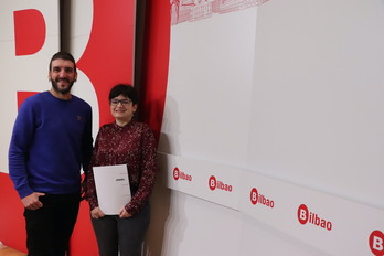 Karlos Renedo y María del Río, ediles de EH Bildu en la comparecencia sobre Bilbobus.