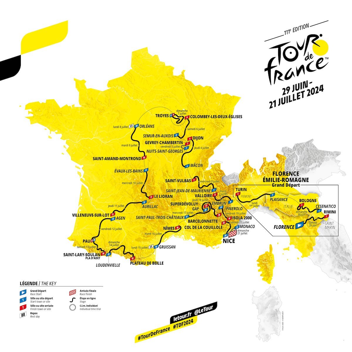 Recorrido del Tour 2024. (@LETOUR)
