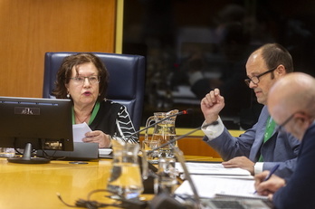Juana Balmaseda y Jon Mirena Landa, en su intervención ante la comisión parlamentaria.