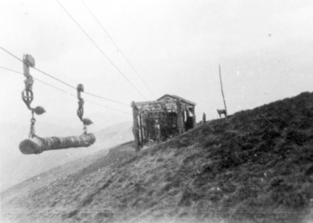 Ingenio utilizado por el aserradero de Mendibe para descender los troncos del Irati.