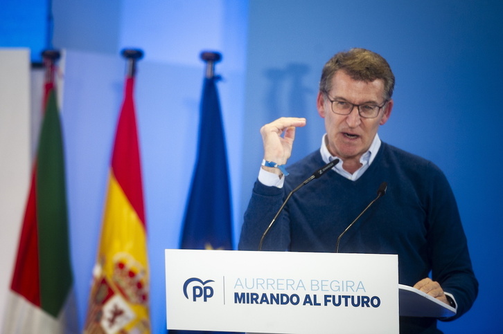 Alberto Núñez Feijóo, en su intervención en el 16º Congreso del PP de la CAV.