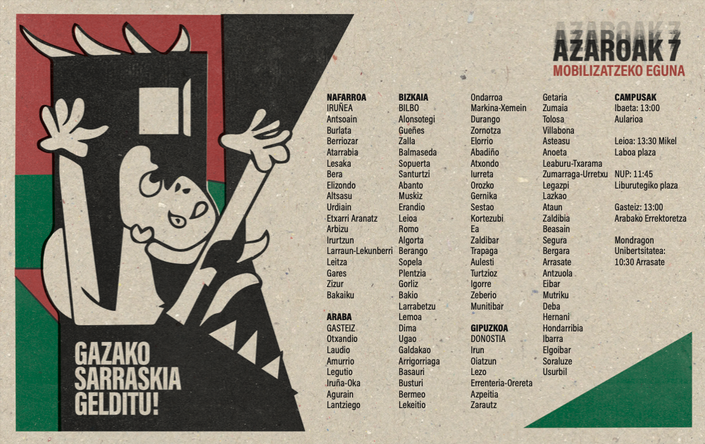 Urriaren 7rako deituko mobilizazioen zerrenda. Urriaren 7rako deituko mobilizazioen zerrenda.