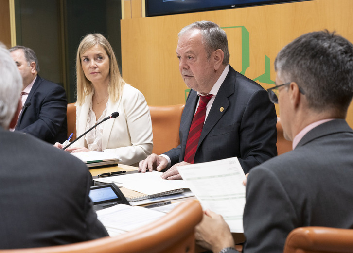 Comparecencia del consejero Pedro Azpiazu en el Parlamento de Gasteiz para hablar de las cuentas de 2024. 