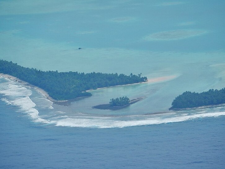 Vista de Funafati, uno de los atolones que forman el archipiélago de Tuvalu.