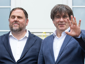 Carles Puigdemont y Oriol Junqueras, en Waterloo, Bélgica, en una imagen de archivo.