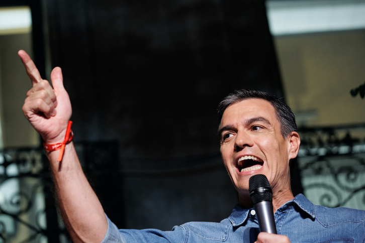 Pedro Sánchez, exultante tras el resultado del 23J, que se materializará casi cuatro meses después.