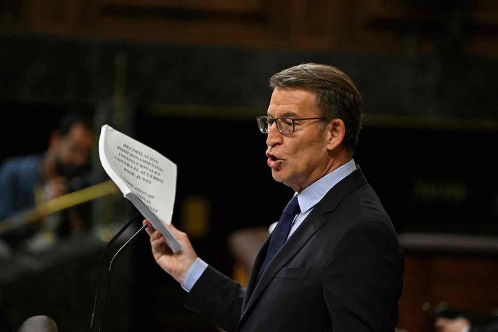 Alberto Núñez Feijóo cargó contra Sánchez, pasó factura al PNV y se mofó de Podemos.