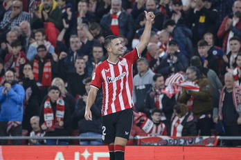 Guruzeta celebra uno de los goles marcados ante el Celta.