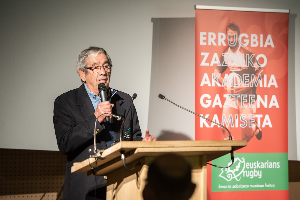 Gerard Murillo intervino en el acto celebrado el pasado marzo en Baiona. (Guillaume FAVEAU)