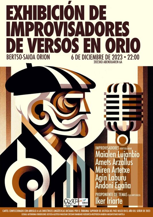 Cartel anunciador de la exhibición de improvisadores organizada en Orio. 