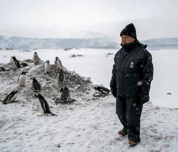 António Guterres en su visita, el viernes, a la Antártida.