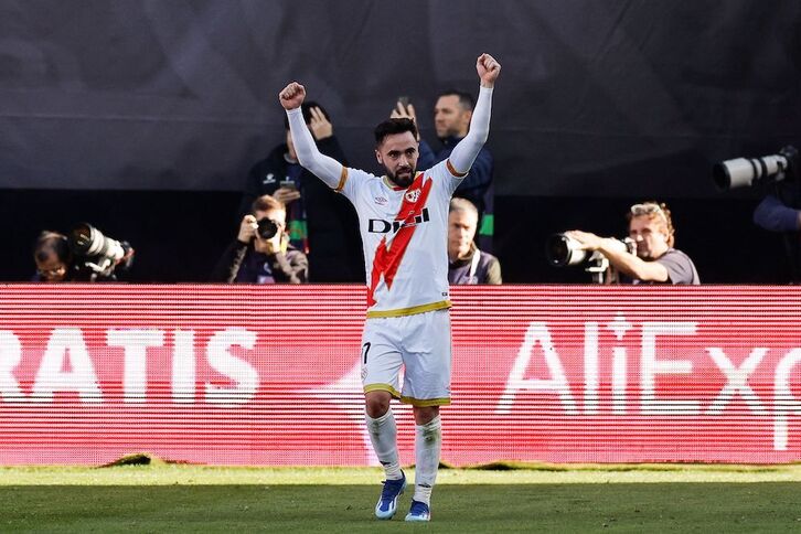 Unai López celebra el gol marcado ante el Barcelona en la última jornada.