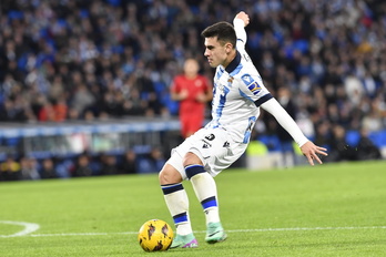 Ander Barrenetxea, durante un partido liguero en Anoeta.