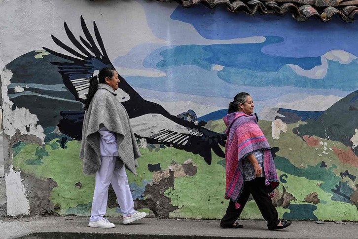 Kaleetako muraletan kondorra da protagonista.