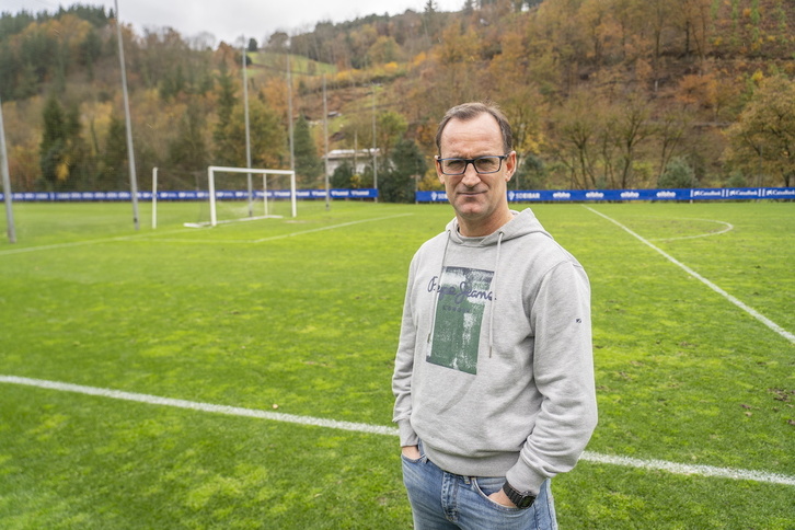 Joseba Etxeberria, en Atxabalpe, después de un entrenamiento.