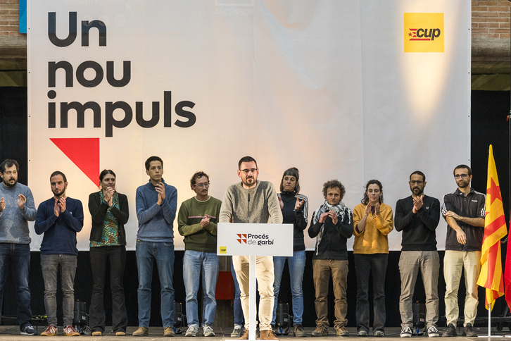 Lluc Salellas, durante su intervención en el Congreso Nacional de la CUP.