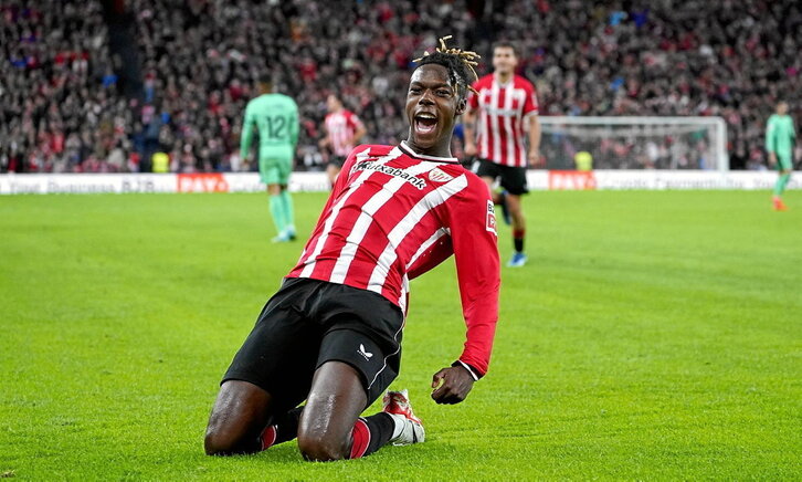 Un exhultante Nico Williams después de anotar un auténtico golazo en el minuto 64.
