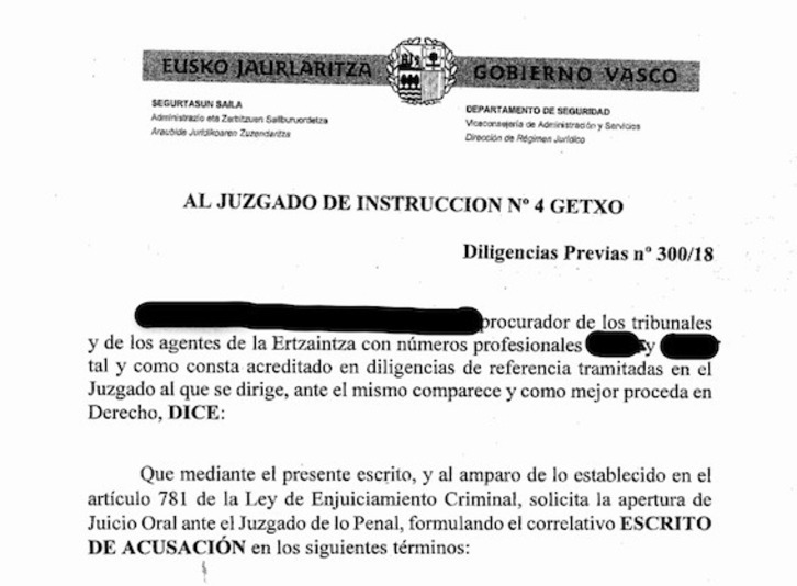 Imagen aportada por el parlamentario Julen Arzuaga en su pregunta al consejero Josu Erkoreka.