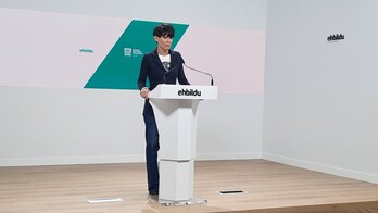 Maddalen Iriarte, en su comparecencia de esta tarde.