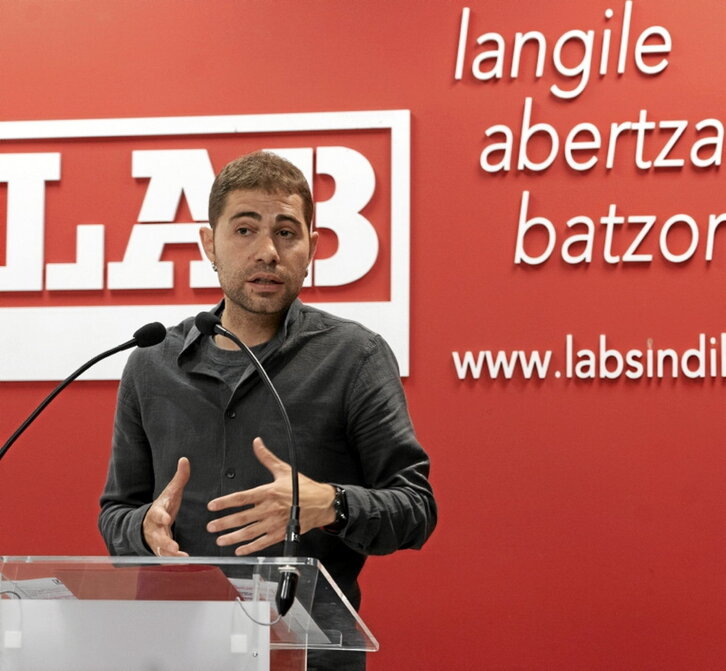 Imanol Karrera, portavoz de LAB en Nafarroa.