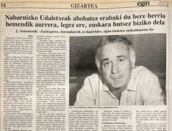 ‘Egin’ egunkariak urtarrilaren 7an argitaratu zuen albistea.