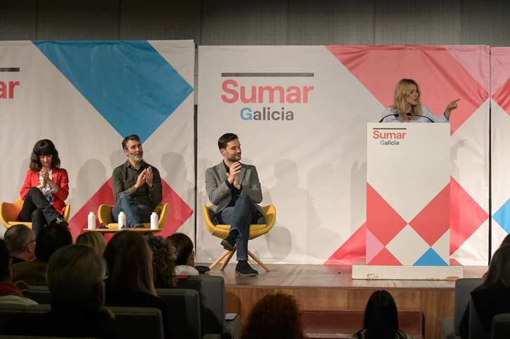 Acto de Sumar el pasado día 16 en A Coruña, con Yolanda Díaz en el estrado.