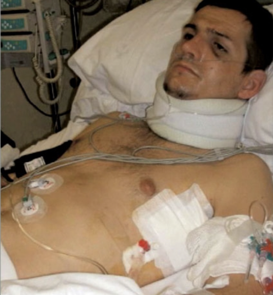 Igor Portu durante su ingreso en el centro hospitalario.