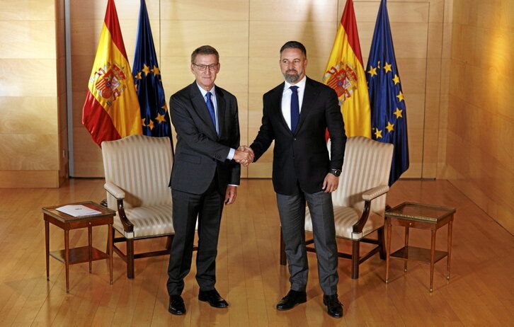 Núñez Feijóo y Abascal, en su reunión para la investidura frustrada del líder del PP.